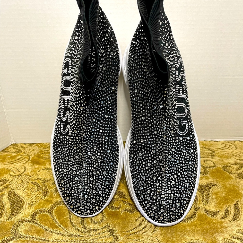 GUESS black rhinestone stretch sneakers